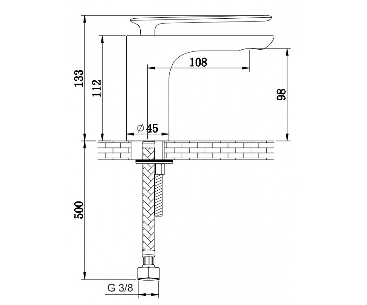 Смеситель для раковины (умывальника) KOHLMAN EXPERIENCE BLACK MATT низкий  QB100EB:Чертеж 