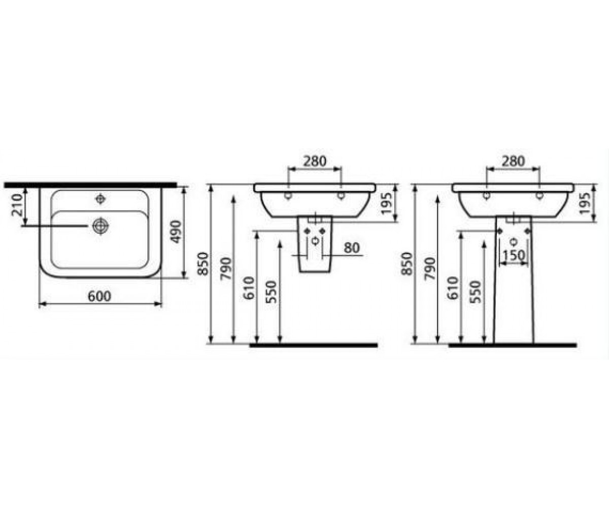 Умывальник 60 см  FORM 300 5242N003-1301:Чертеж 