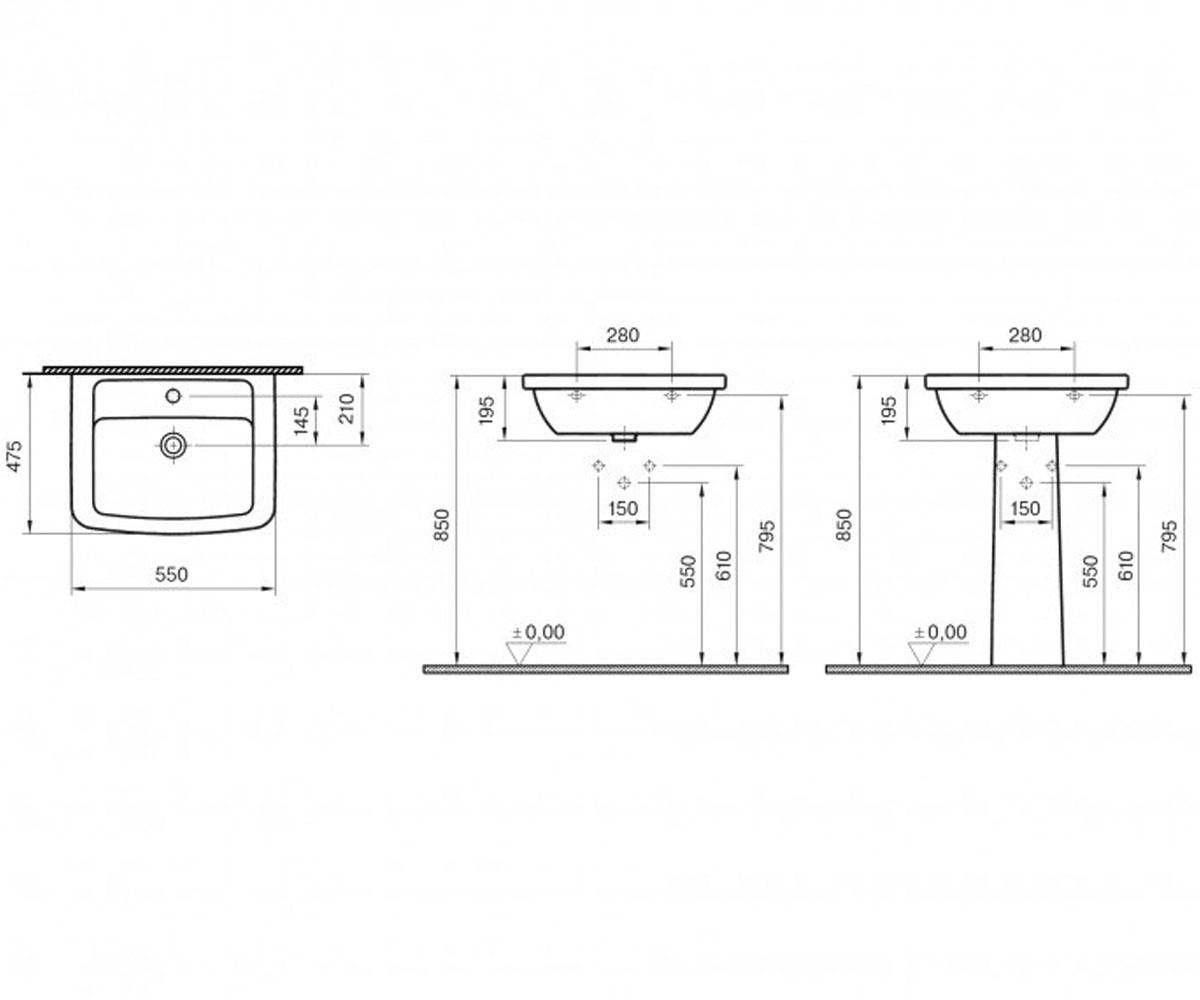 Раковина с пьедесталом  FORM 9602N003-7650:Чертеж 