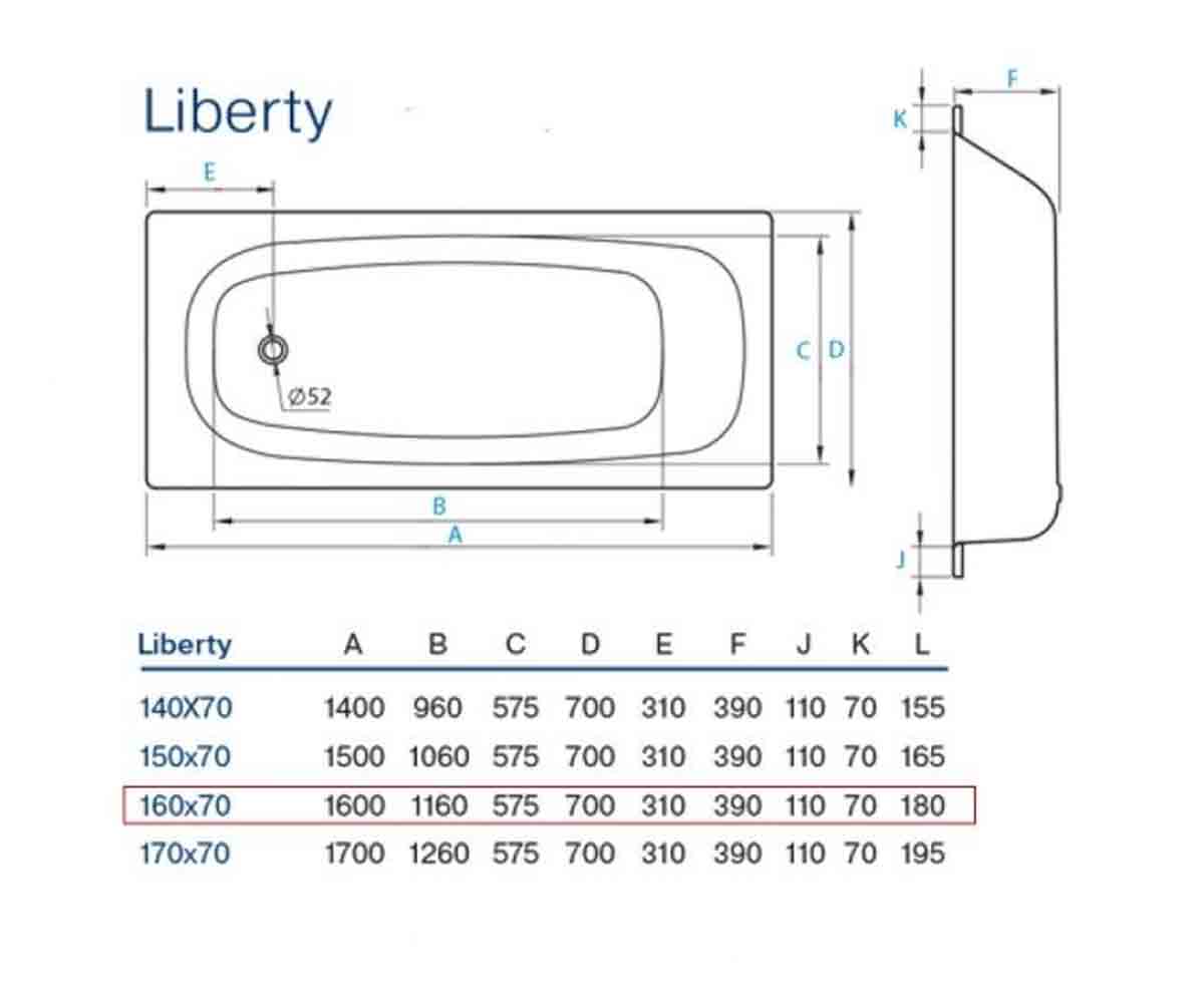 Ванна  LIBERTY B60C2200E+APMROS100:Чертеж 