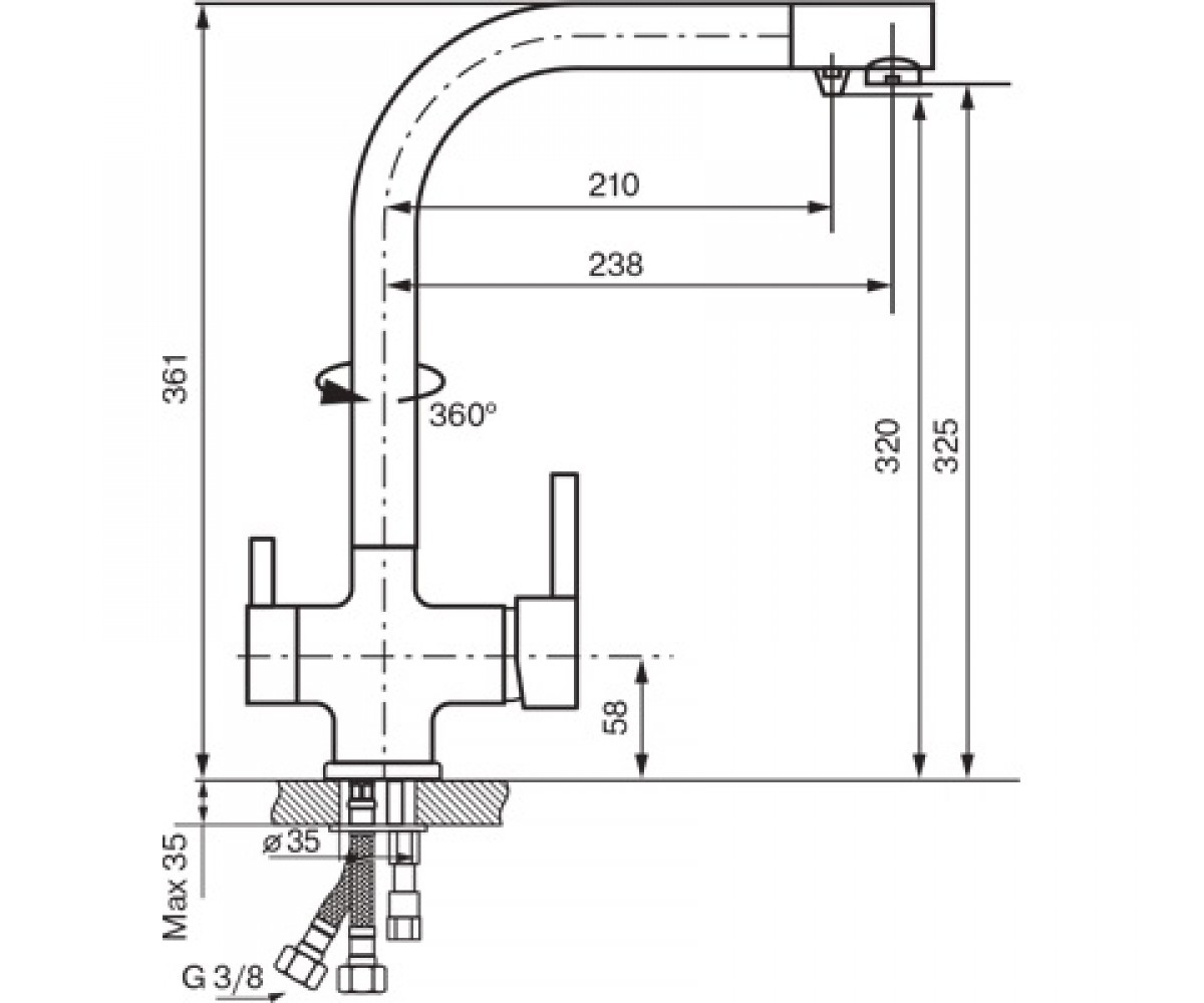 Кухонный смеситель  DESIGN PLUS DS0200:Чертеж 
