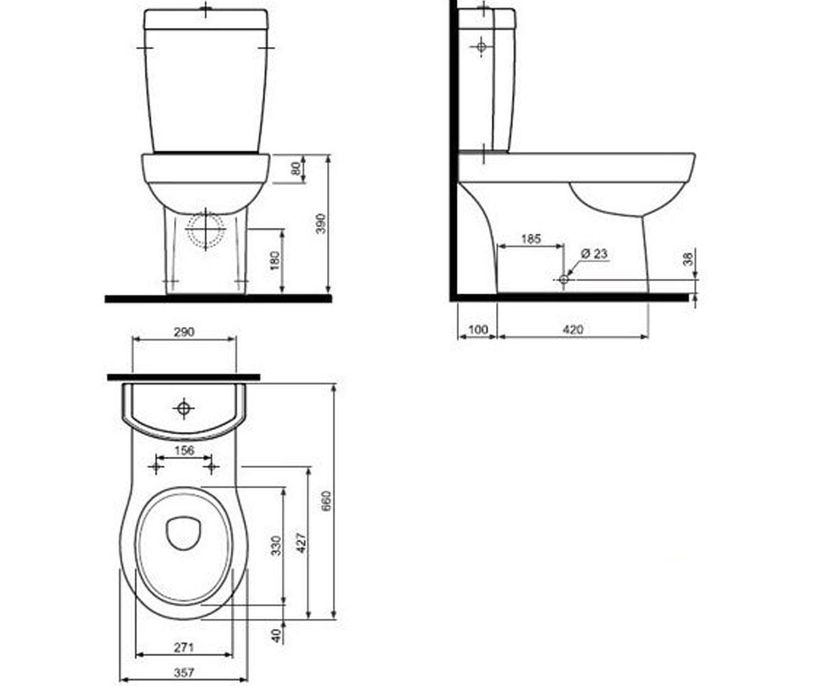 Унитаз с бачком  VARIUS K39001000:Чертеж 