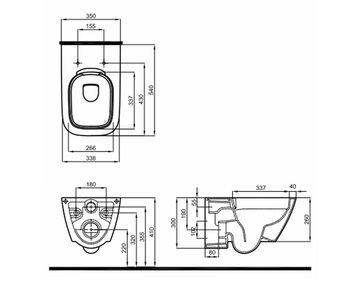 Безободковый унитаз  MODO L33120000:Чертеж 
