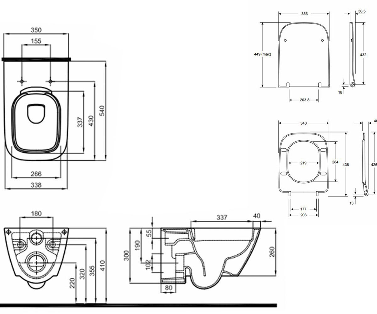 Унитаз с крышкой микролифт  MODO L33120000+L30112000:Чертеж 