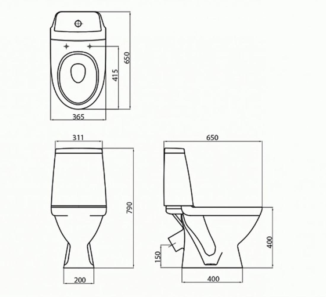 Унитаз с косым выпуском  MODO L39003000:Чертеж 