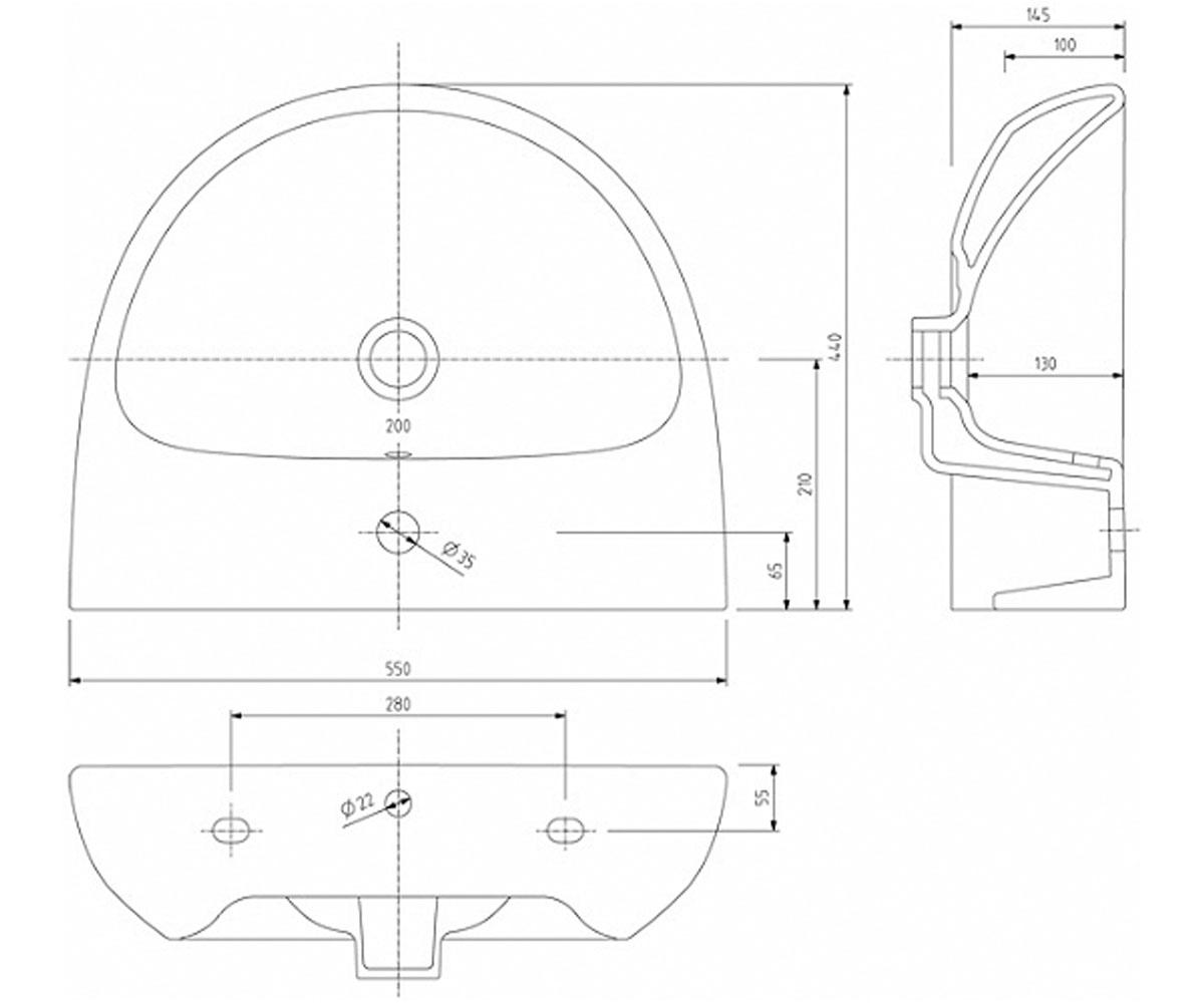 Раковина в ванную  NOVA PRO M31155000:Чертеж 