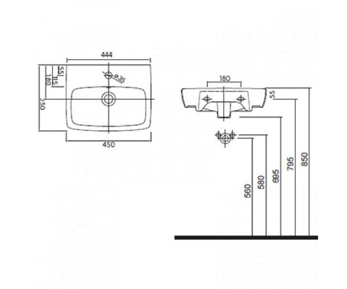Раковина  NOVA PRO M32146000:Чертеж 
