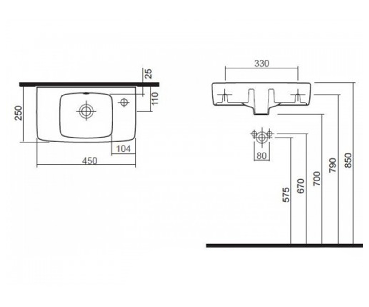 Прямоугольная раковина  NOVA PRO M32347000:Чертеж 