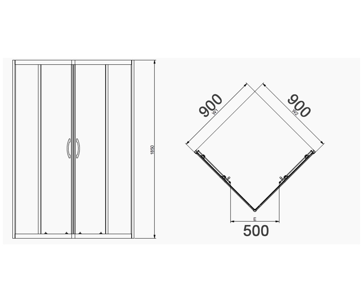 Душевая кабина  REKORD EASY PKDK90222003:Чертеж 