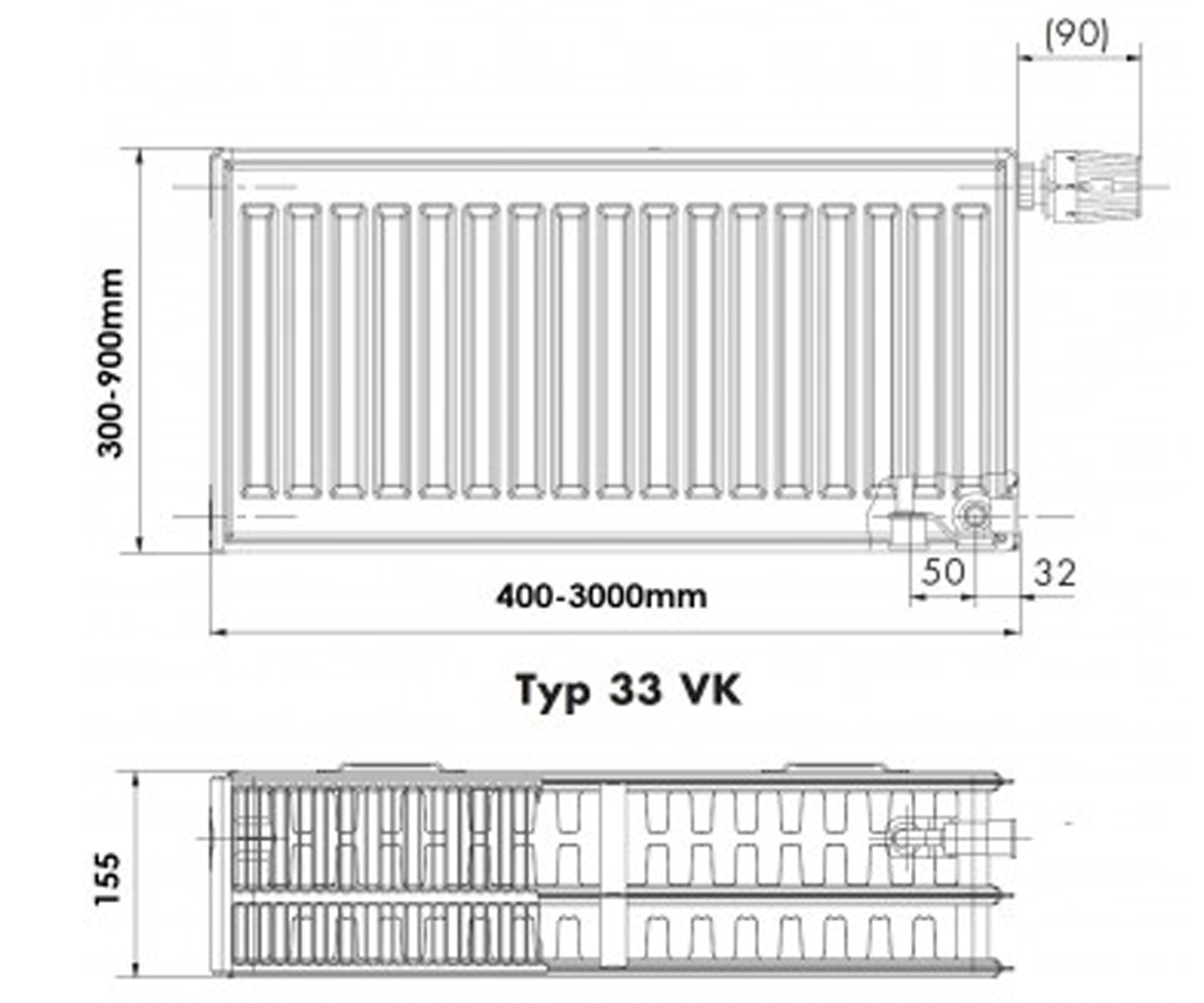 Радиатор 300x400 мм  33VK 33-030040-60-10:Чертеж 