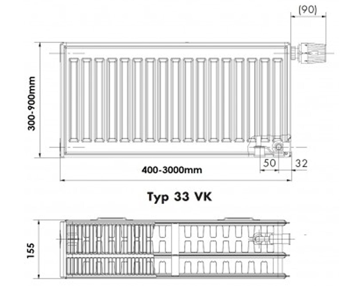 Радиатор из стали  33VK 33-030300-60-10:Чертеж 