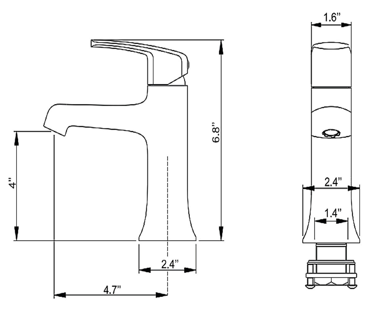 Смеситель для раковины  DECORUM KEF-15201-CH:Чертеж 