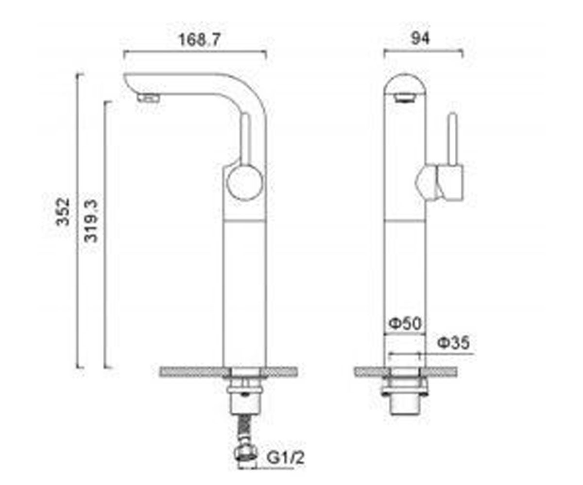 Смеситель для раковины  ICON KEF-15300-CH:Чертеж 