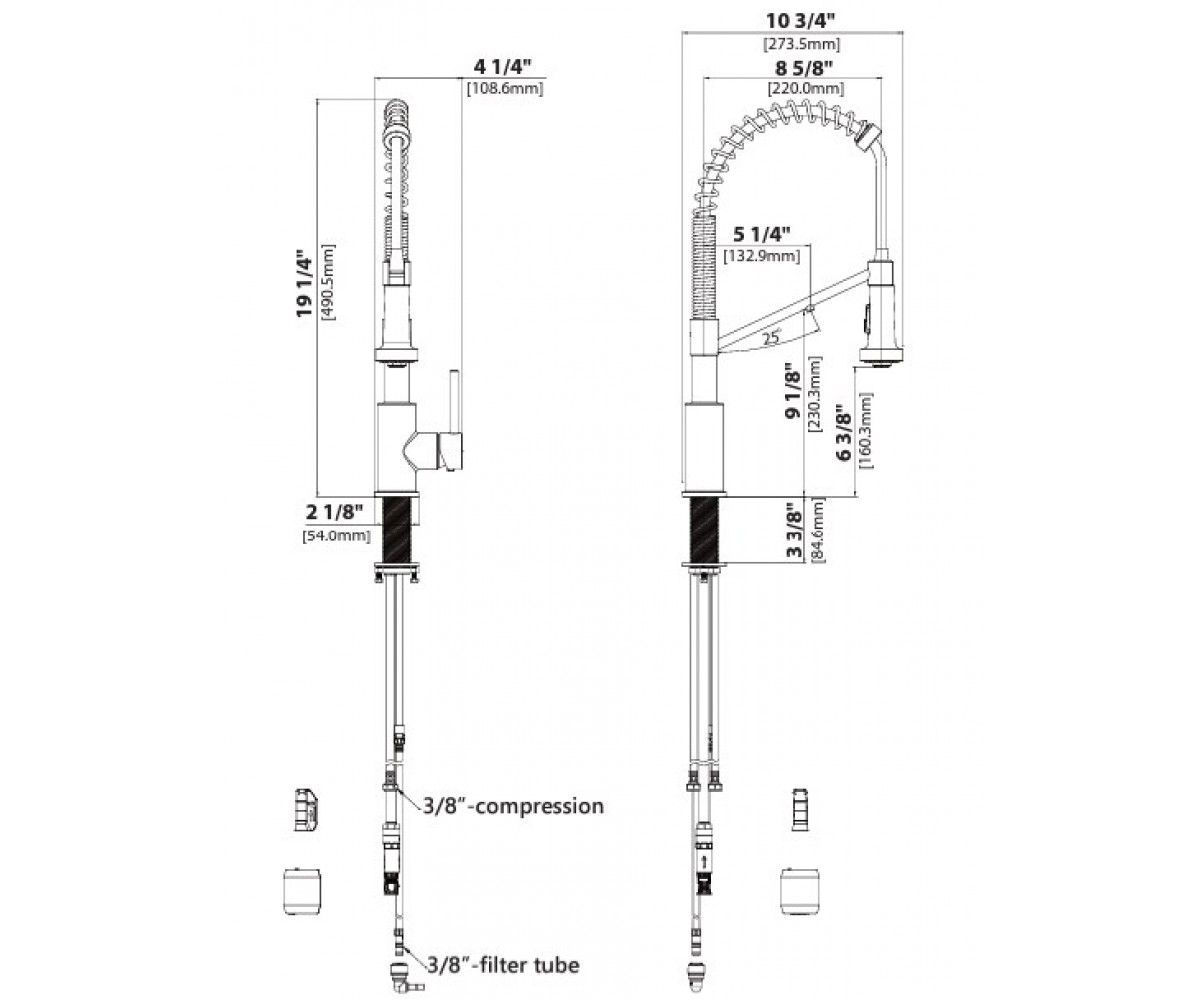 Смеситель на мойку  BOLDEN KFF-1610BB-MB:Чертеж 