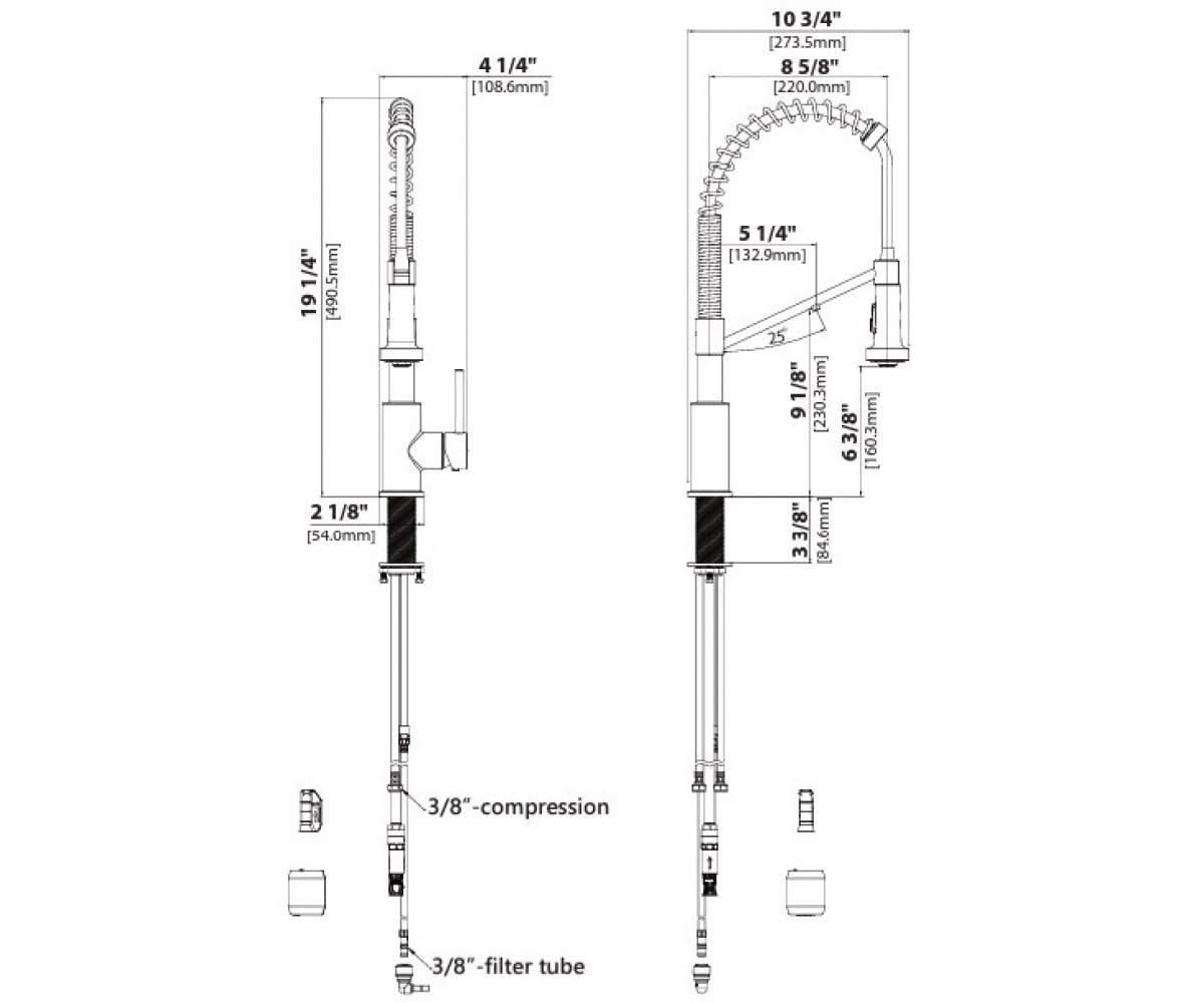 Смеситель на мойку  BOLDEN KFF-1610BB:Чертеж 