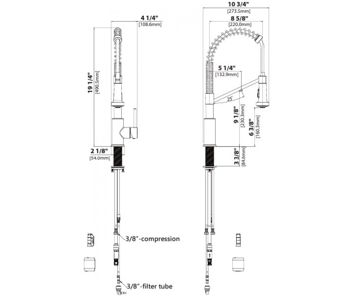 Смеситель на кухню  BOLDEN KFF-1610MB:Чертеж 