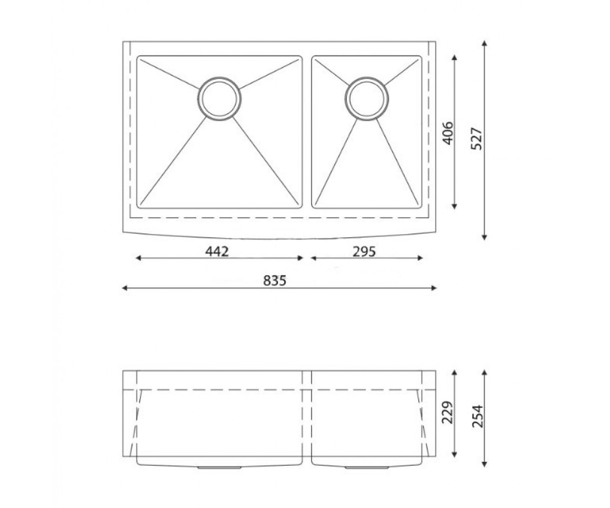 Кухонная мойка  PRECISION KHF-203-33:Чертеж 
