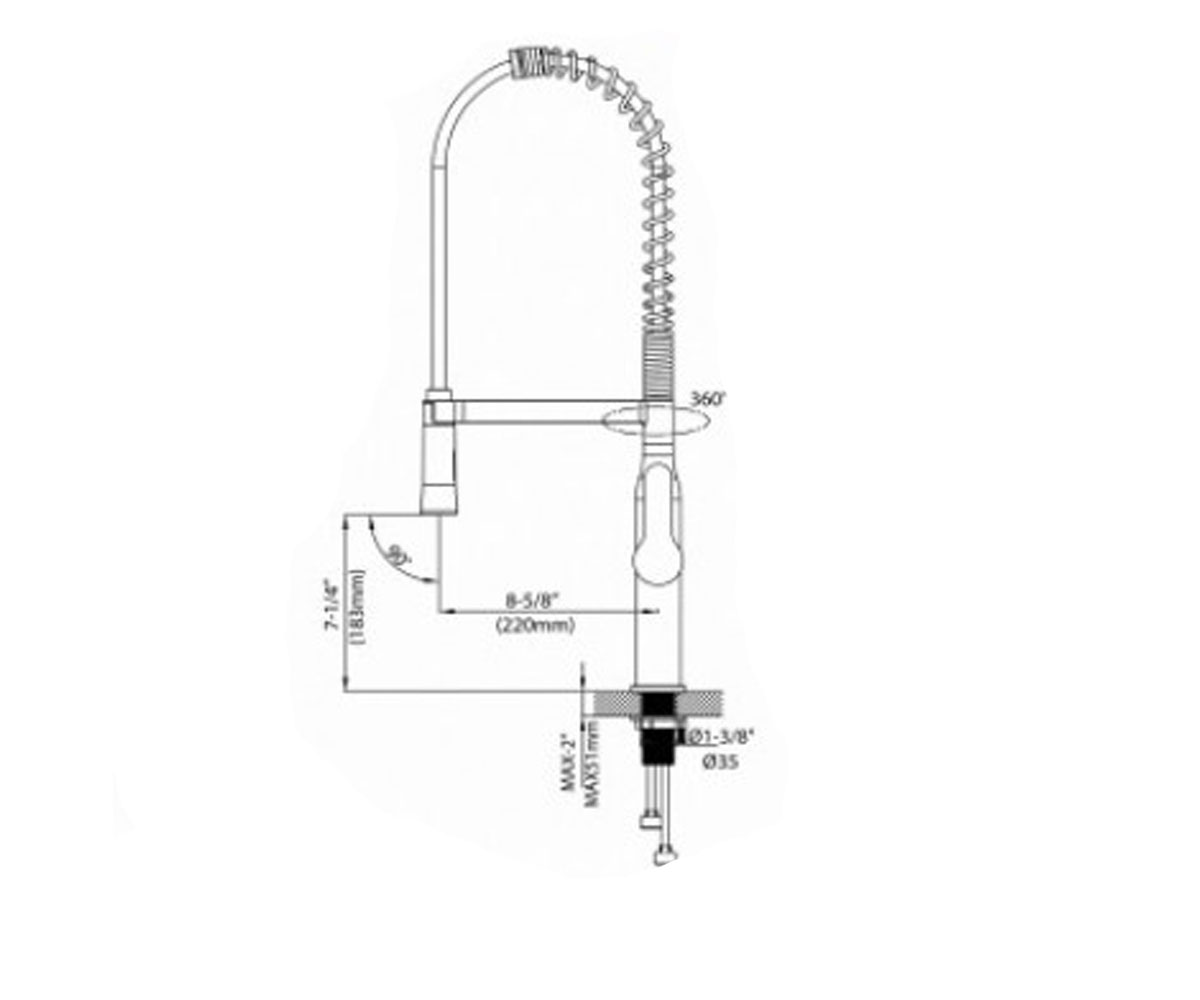 Смеситель с пружиной  NOLA KPF-1650-SS:Чертеж 