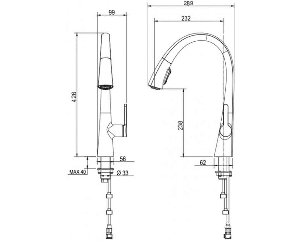 Кухонный смеситель  NOLEN KPF-1673SFSMB:Чертеж 