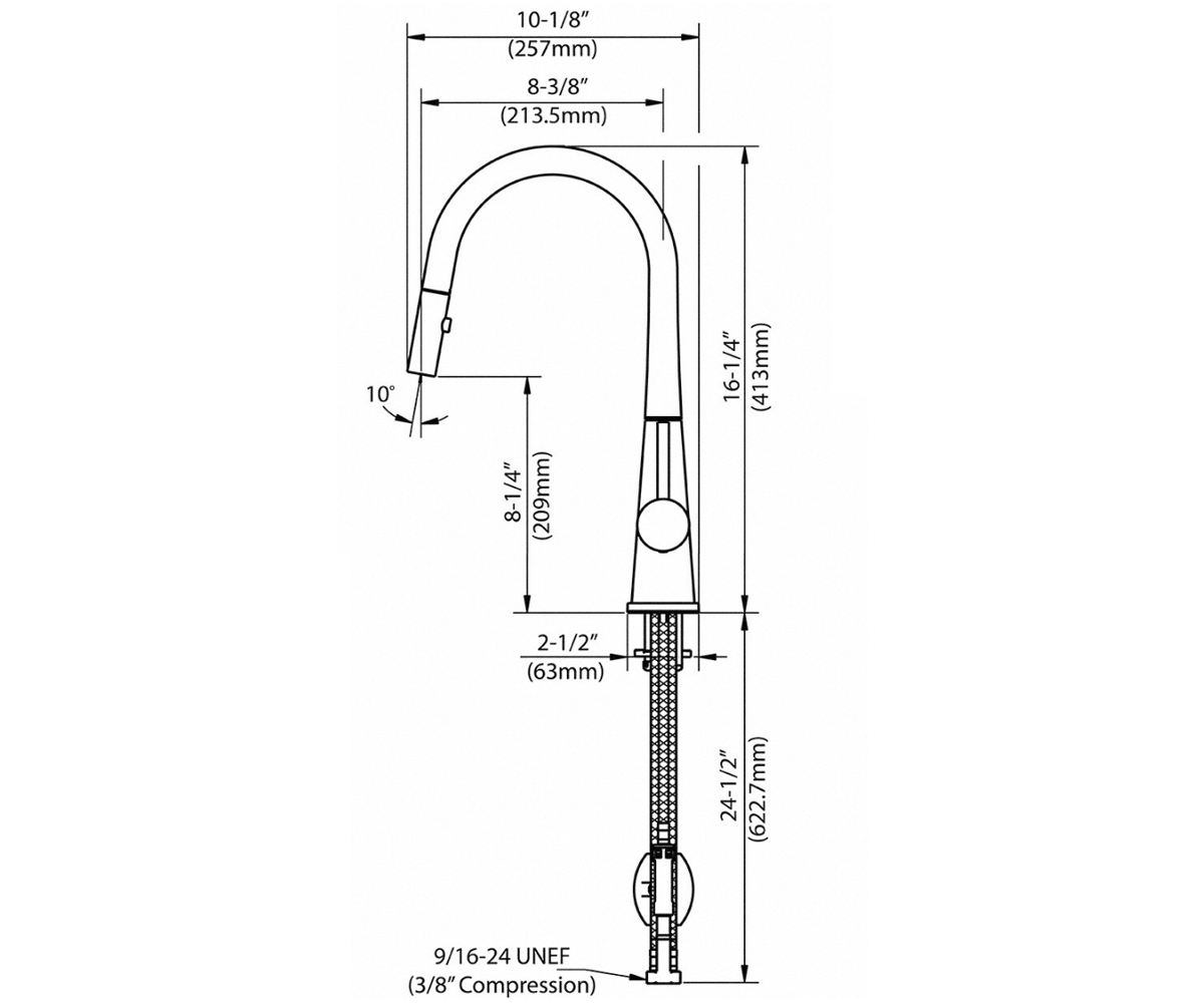 Кухонный смеситель  CRESPO KPF-2720-CH:Чертеж 