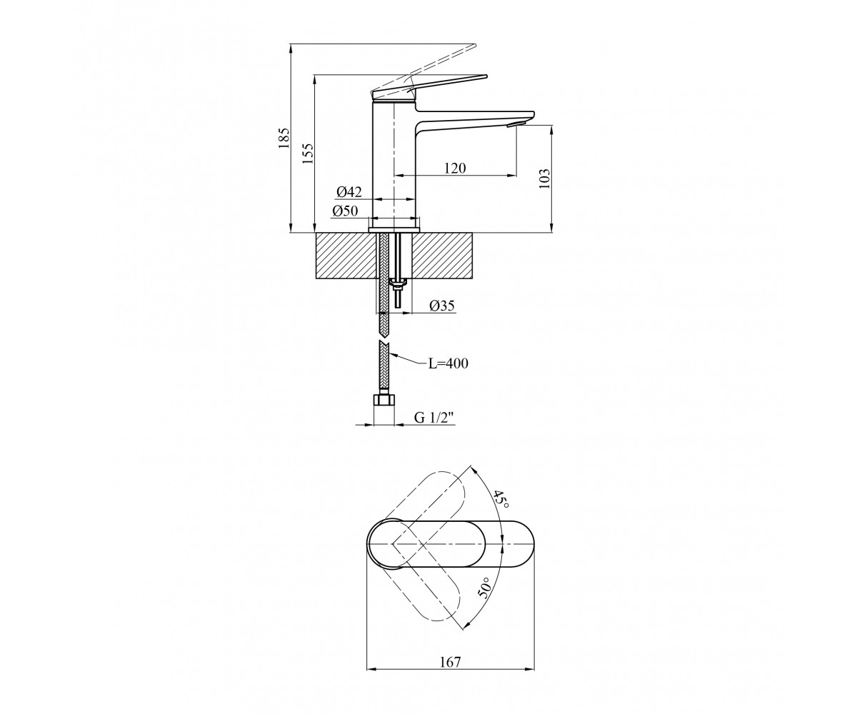 Змішувач для раковини Kroner Element 211110-0101  ELEMENT 211110-0101:Фото 3
