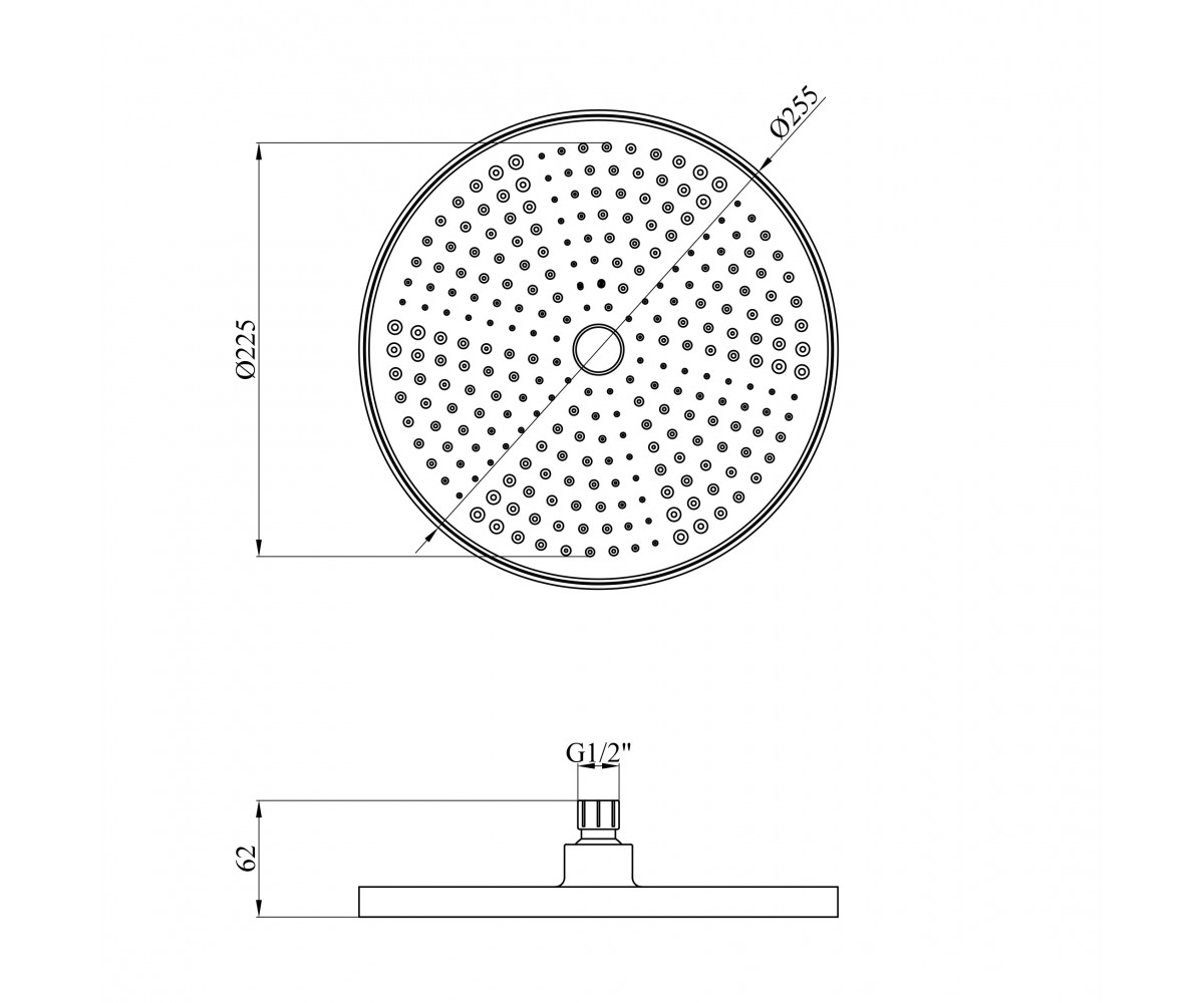 Лійка для верхнього душу Kroner Element 2801532915Z-3801  ELEMENT 2801532915Z-3801:Чертеж 
