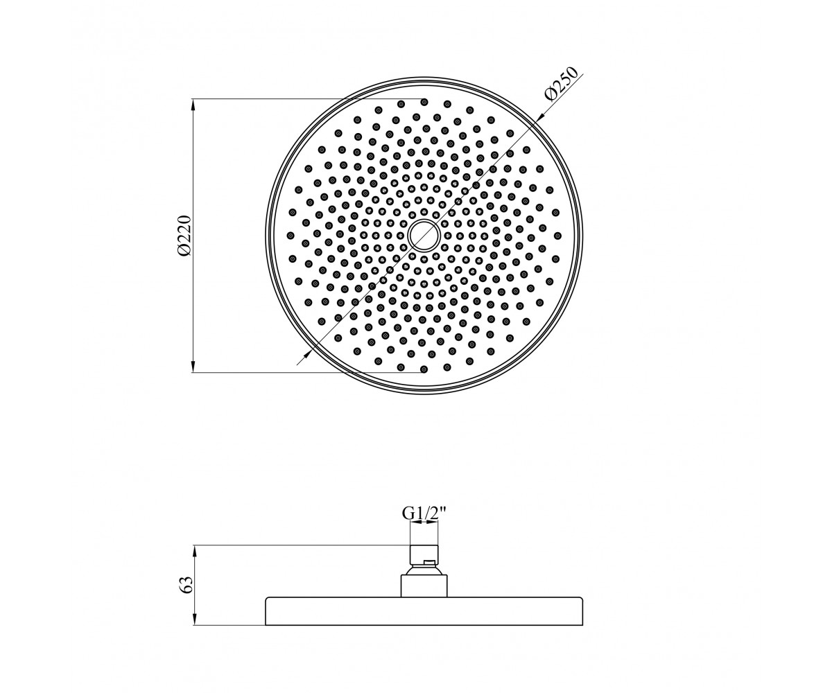 Лійка для верхнього душу Kroner Element 2801562923Z-5301  ELEMENT 2801562923Z-5301:Чертеж 