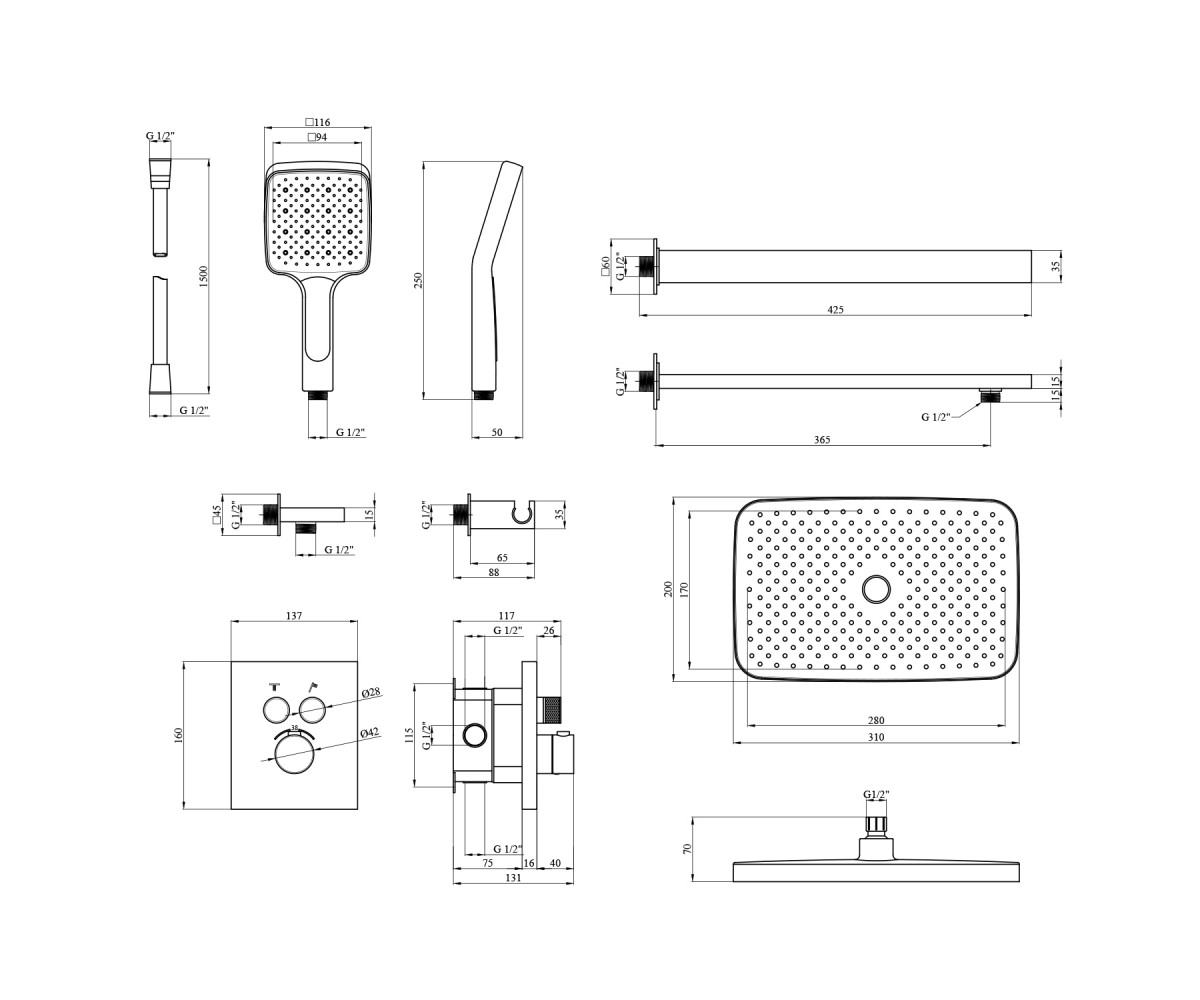 Душова система прихованого монтажу термостатична Kroner Element Thermo 211461-5301  ELEMENT THERMO 211461-5301:Фото 11