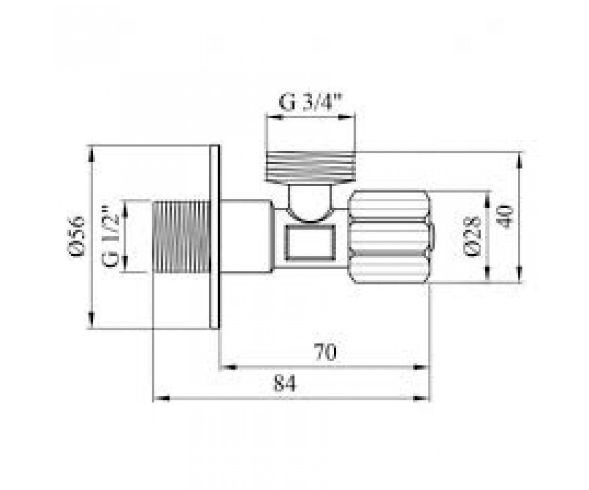 Кран приборный для подключения  KARRO KR-3123 12-34:Чертеж 