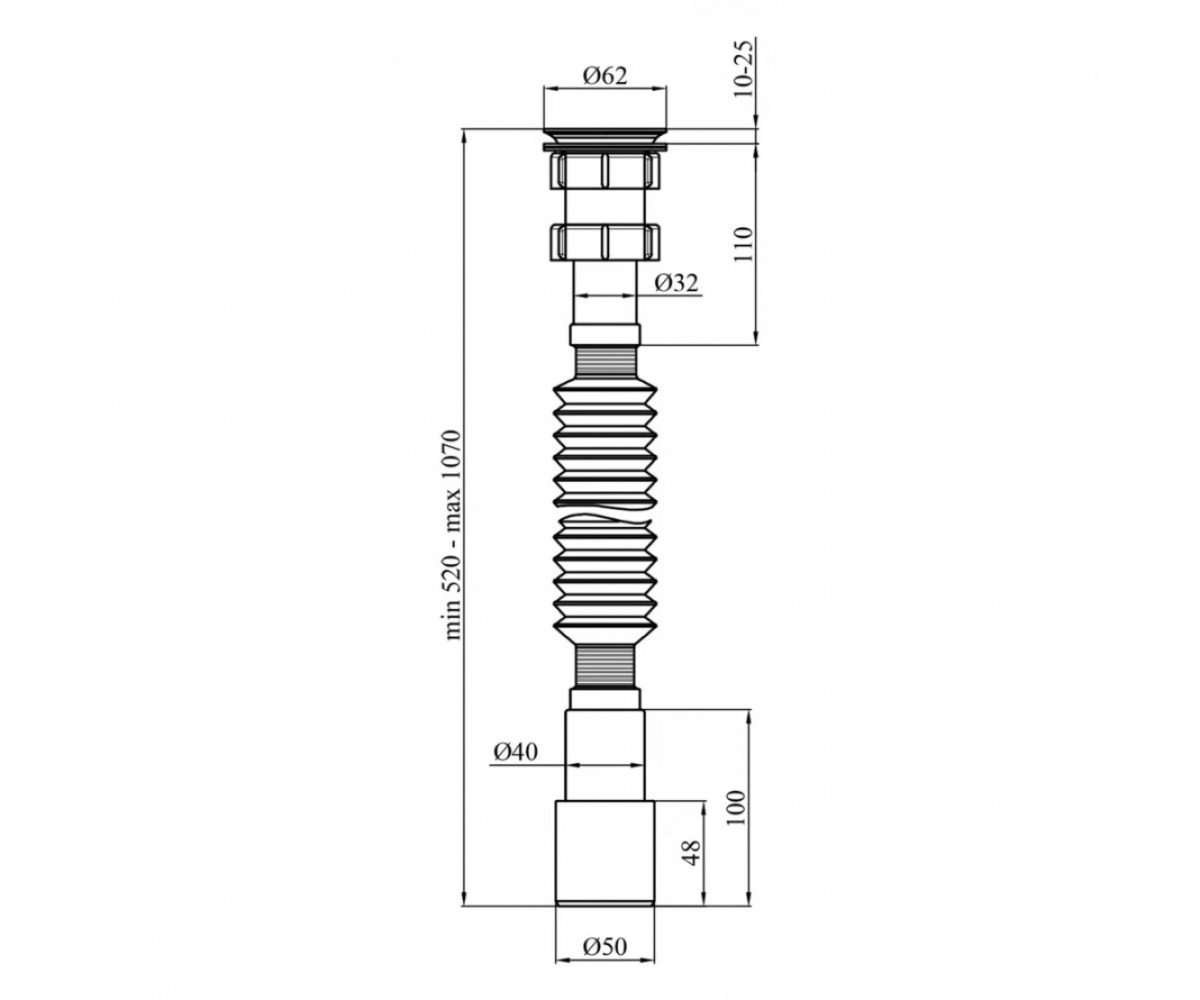 Сифон для мойки и раковины  KRM GS01P:Чертеж 