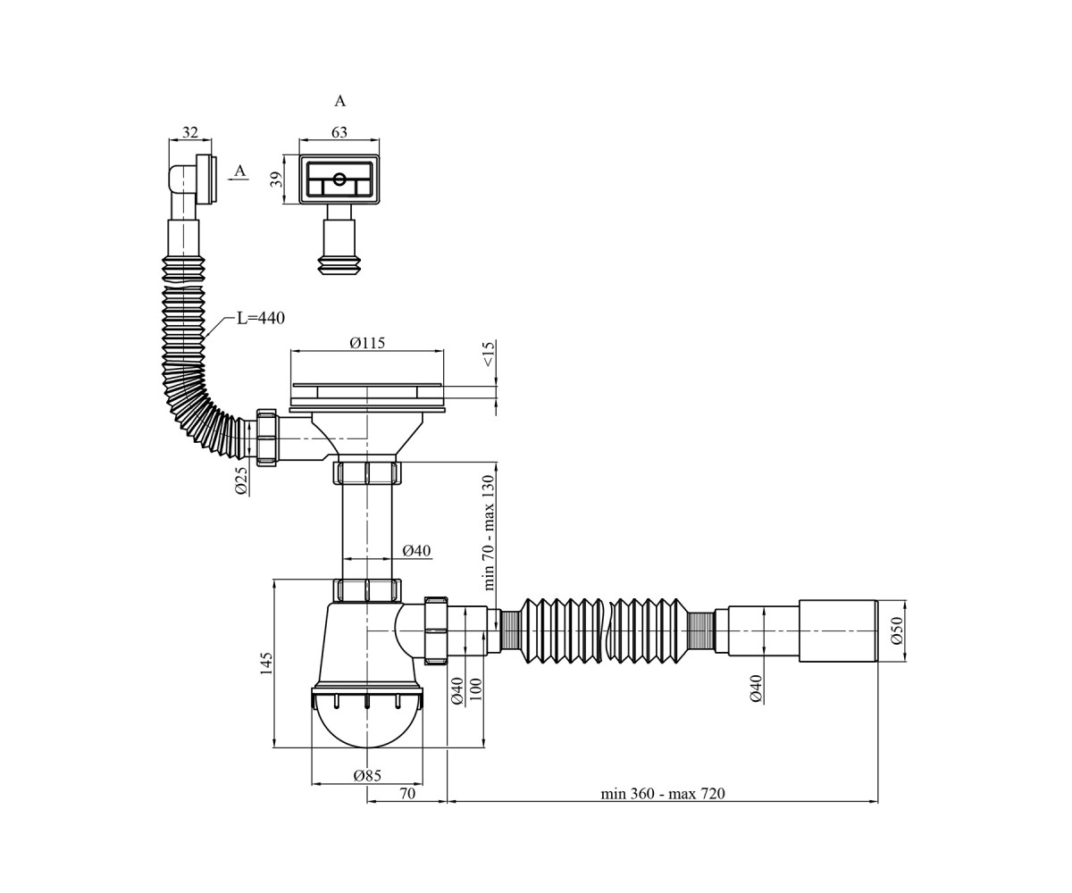 Сифон для мойки  KRM KS02:Фото 1