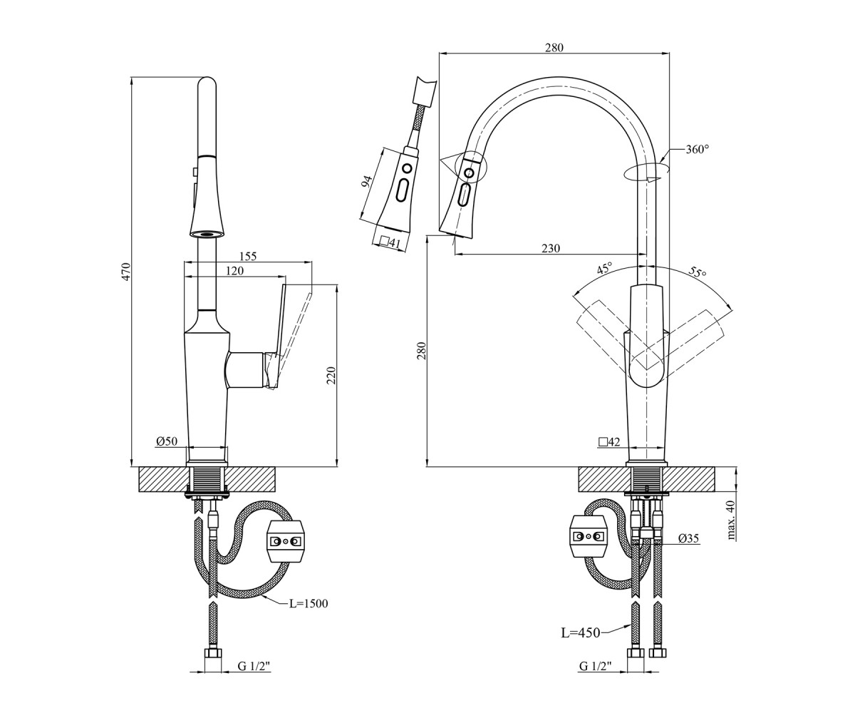 Кухонный смеситель  MAKON-GRP030-T:Фото 4