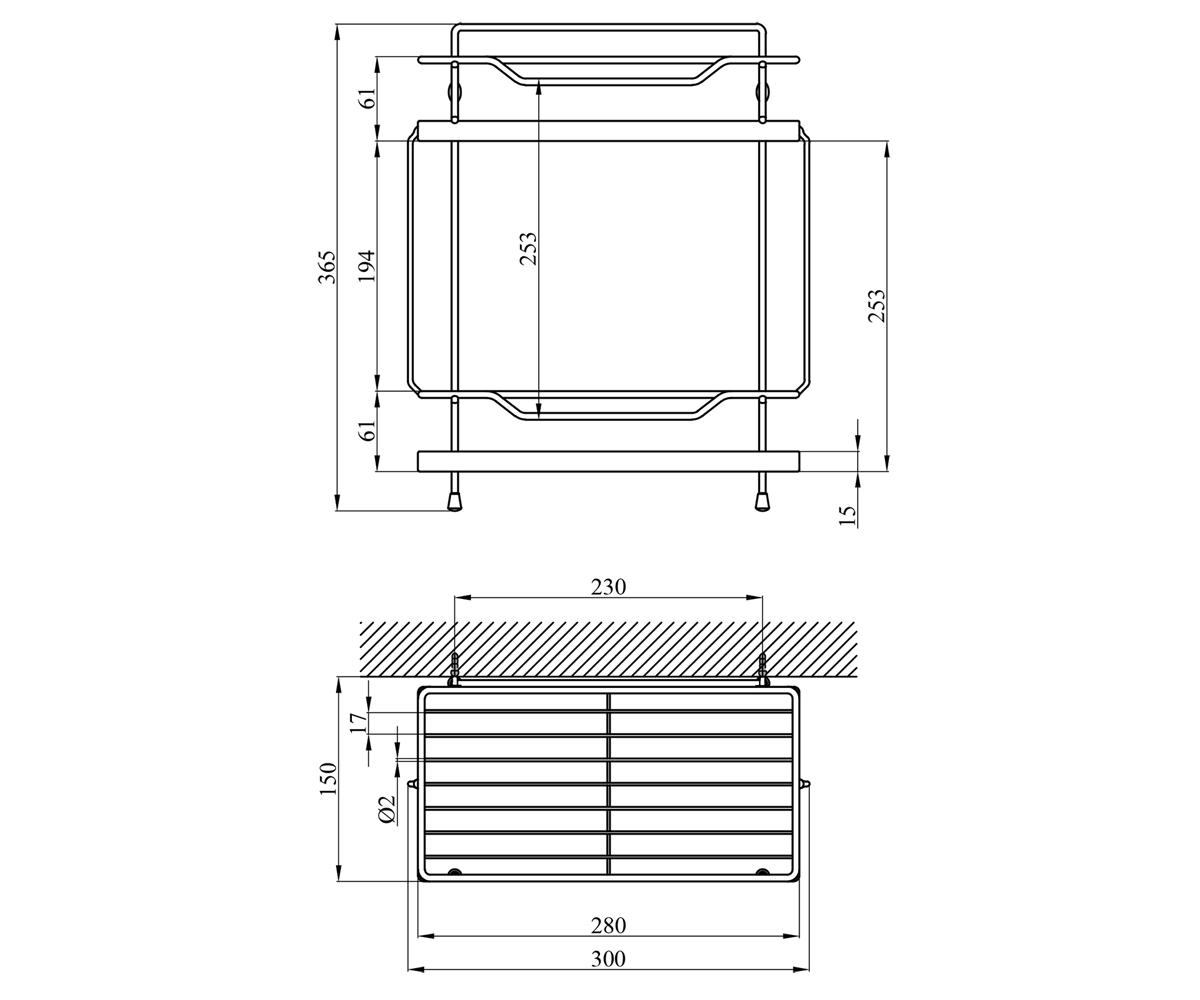 Полочка в ванную  RIZZE-ACC330-2:Чертеж 