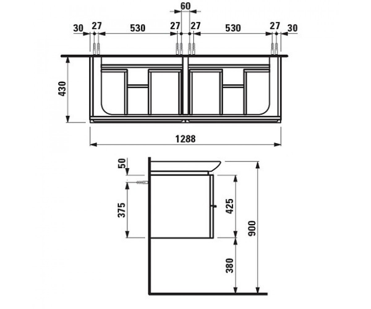 Тумба подвесная  PALACE NEW H4013310754631:Чертеж 