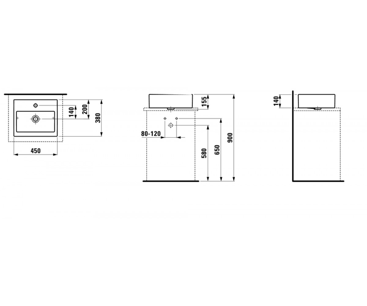Раковина накладная  LIVING CITY H8114300001041:Чертеж 