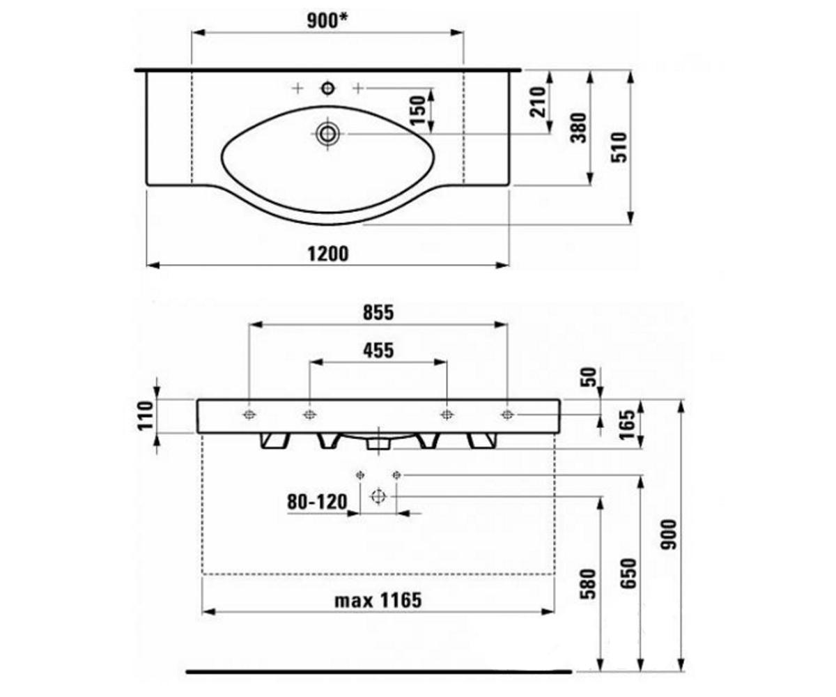 Раковина накладная  PALACE H8117040001041:Чертеж 