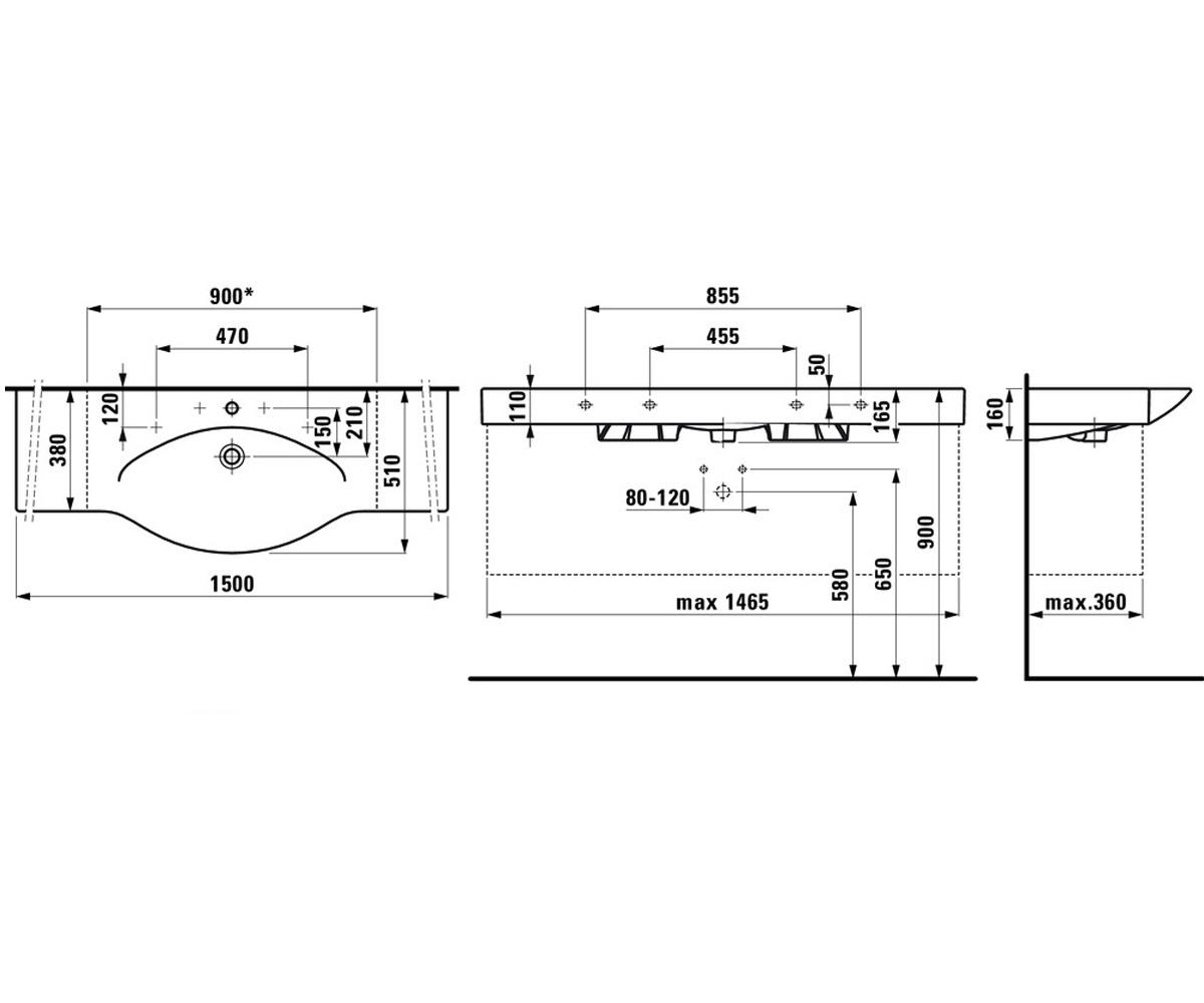 Раковина керамическая  PALACE H8117060001081:Чертеж 
