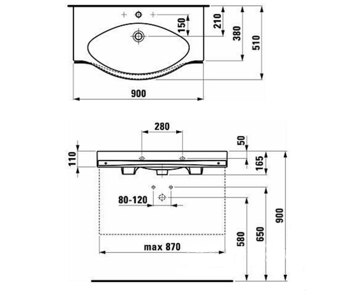 Раковина в ванную  PALACE H8127020001041:Чертеж 
