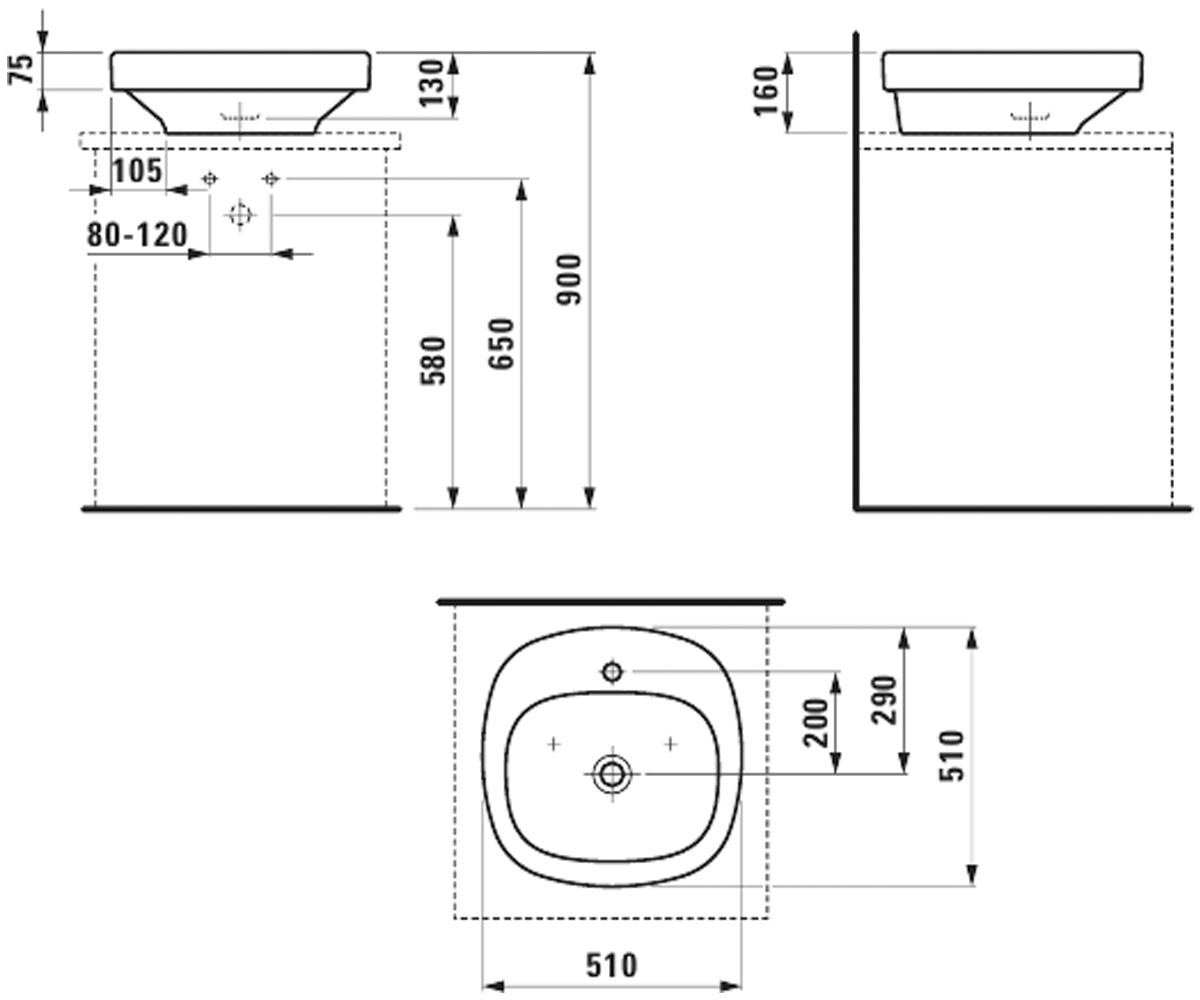 Керамическая раковина  PALACE H8128010001111:Чертеж 