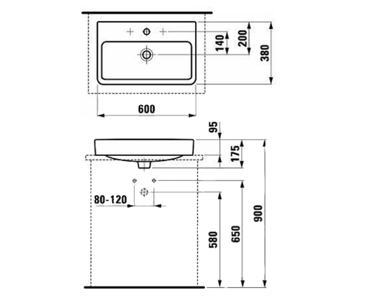 Раковина в ванную комнату  PRO S H8129530001041:Чертеж 