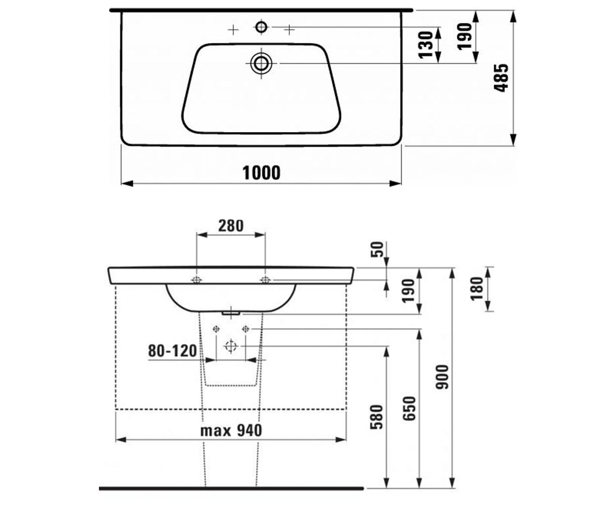 Раковина керамическая  MODERNA PLUS H8135440001041:Чертеж 