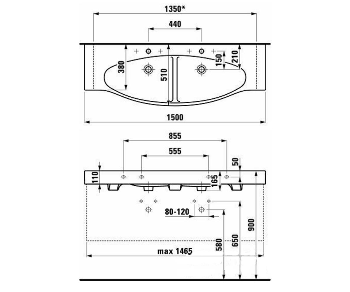 Умывальник накладной  PALACE H8137060001041:Чертеж 