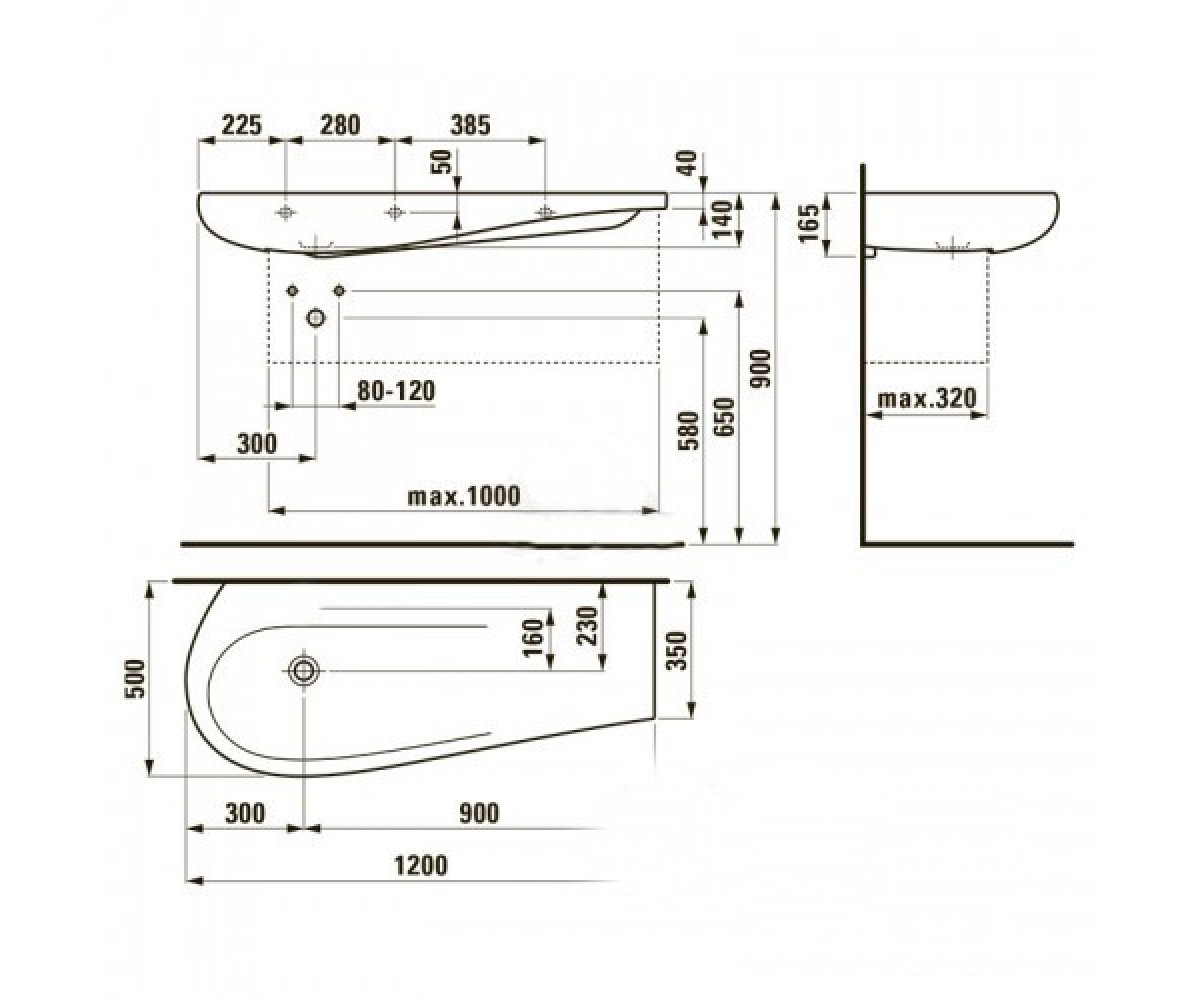 Раковина  ALESSI ONE H8149744001091:Чертеж 