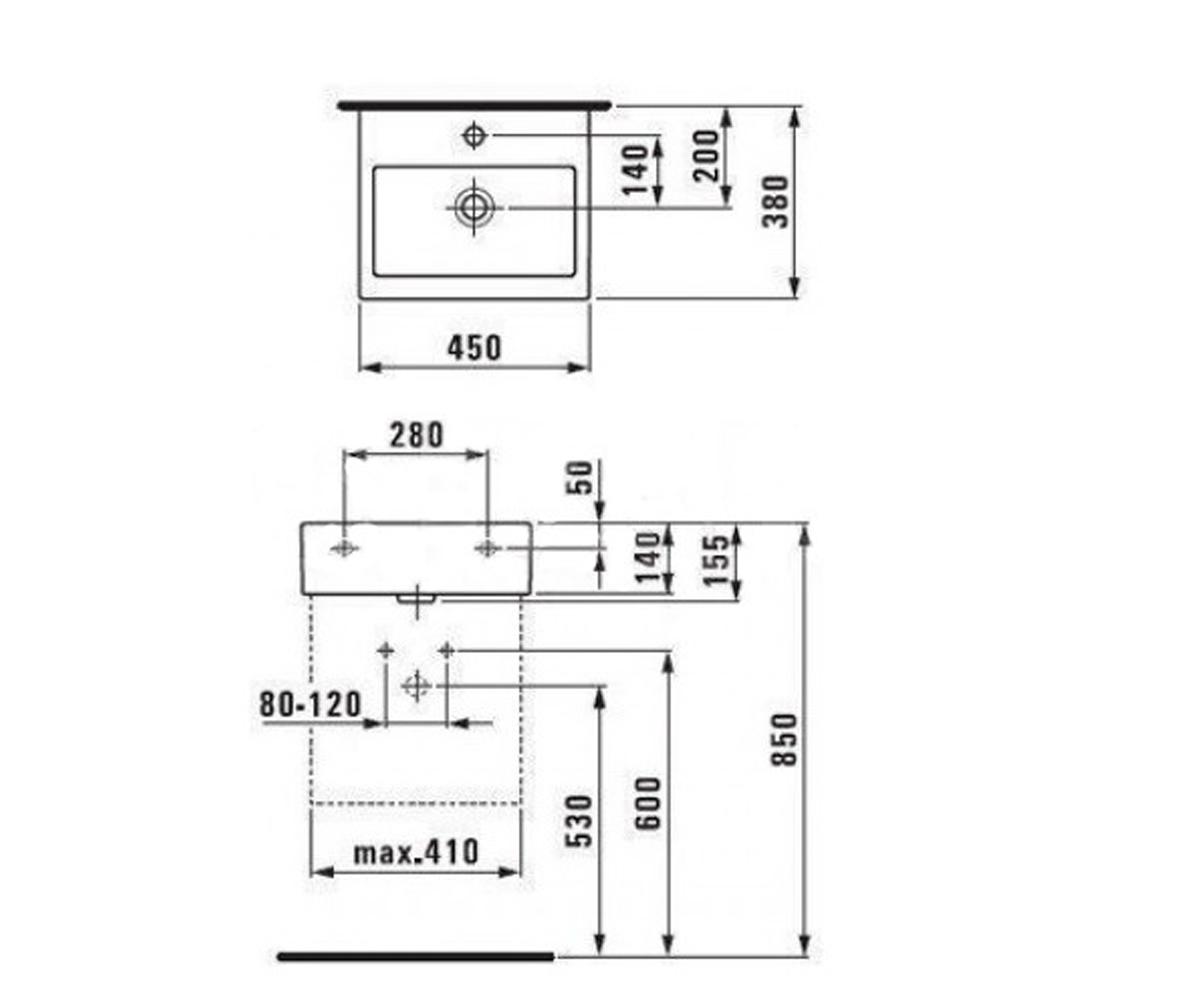 Раковина керамическая  LIVING H8154330001041:Чертеж 