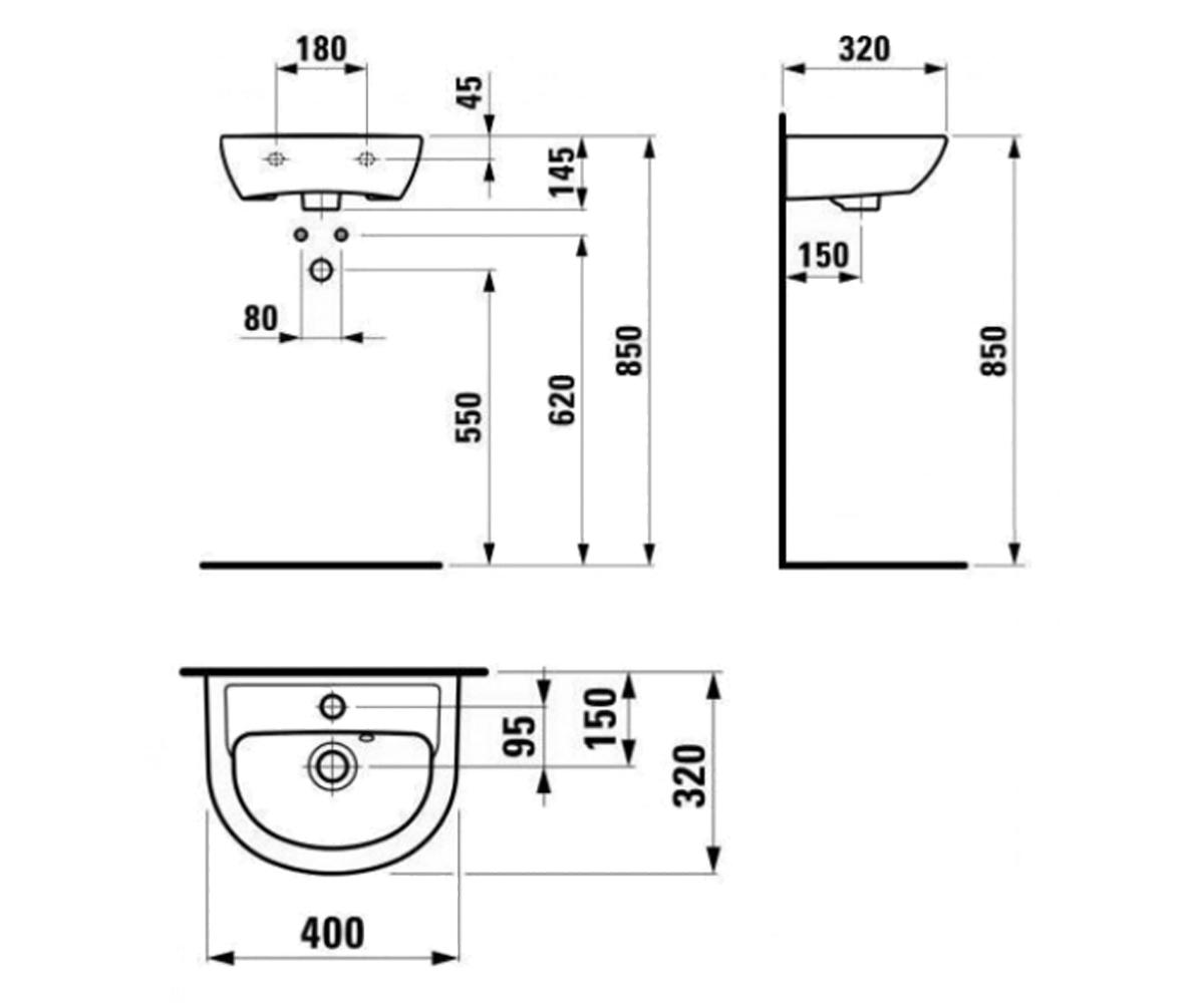 Подвесная раковина  PRO B H8159510001041:Чертеж 