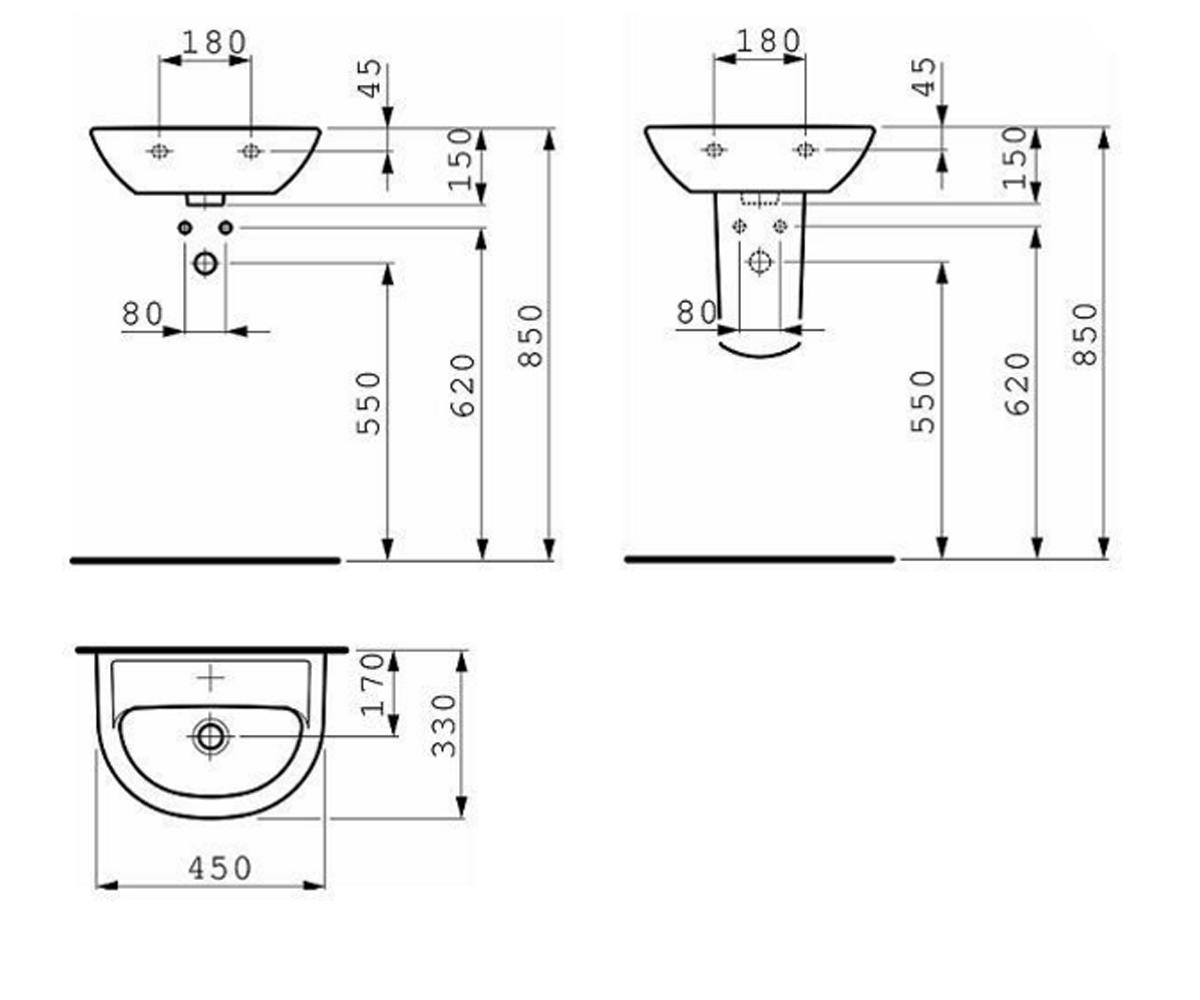 Мини-раковина  PRO B H8159520001041:Чертеж 