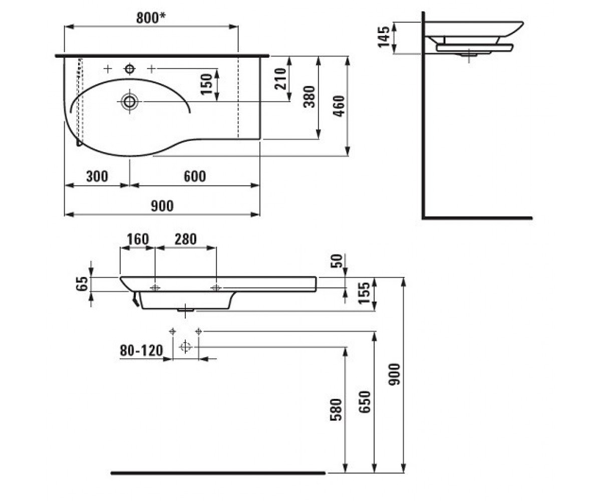 Раковина с полочкой  PALACE NEW H8167020001041:Чертеж 