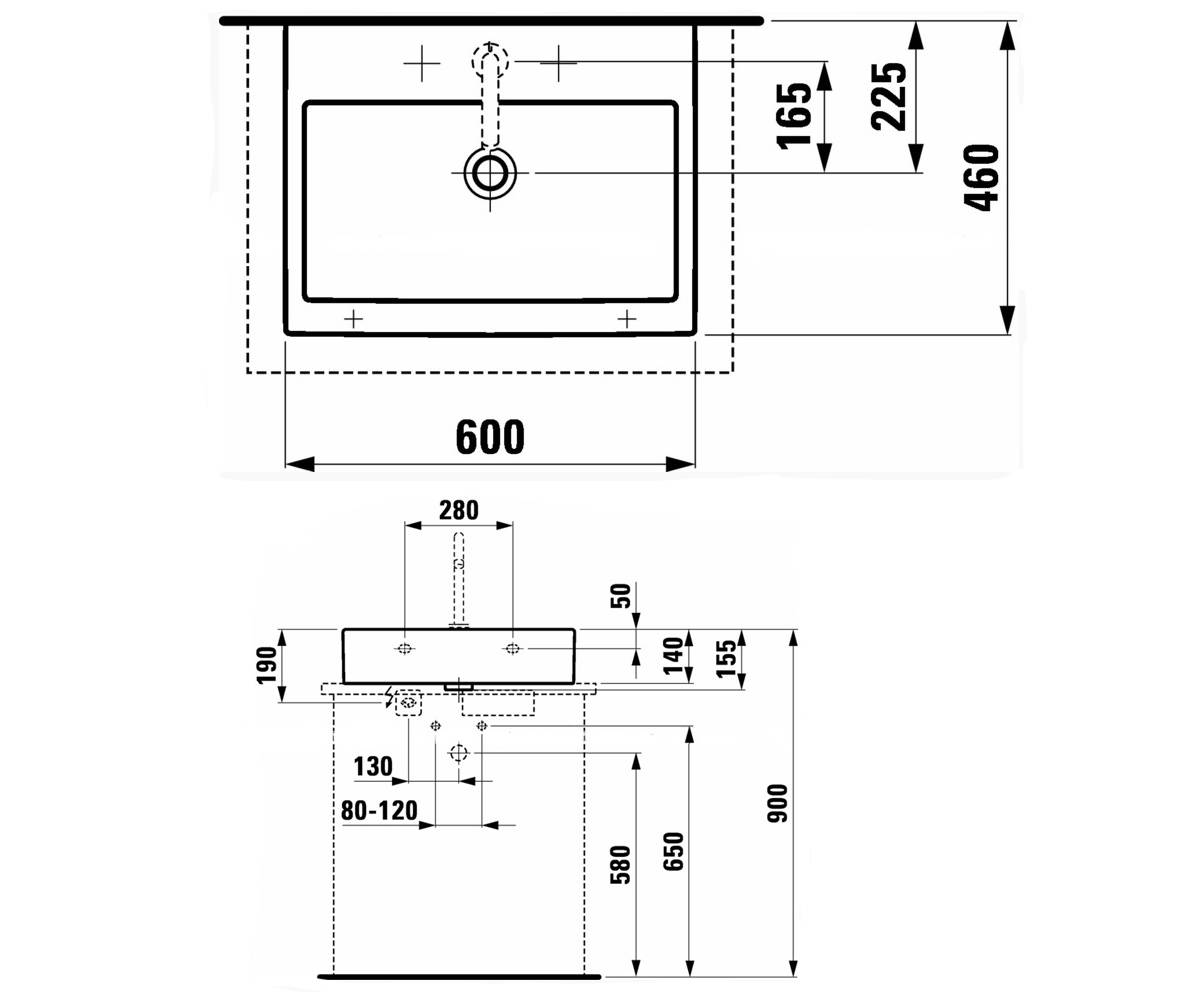 Керамический умывальник  LIVING H8174340001041:Чертеж 