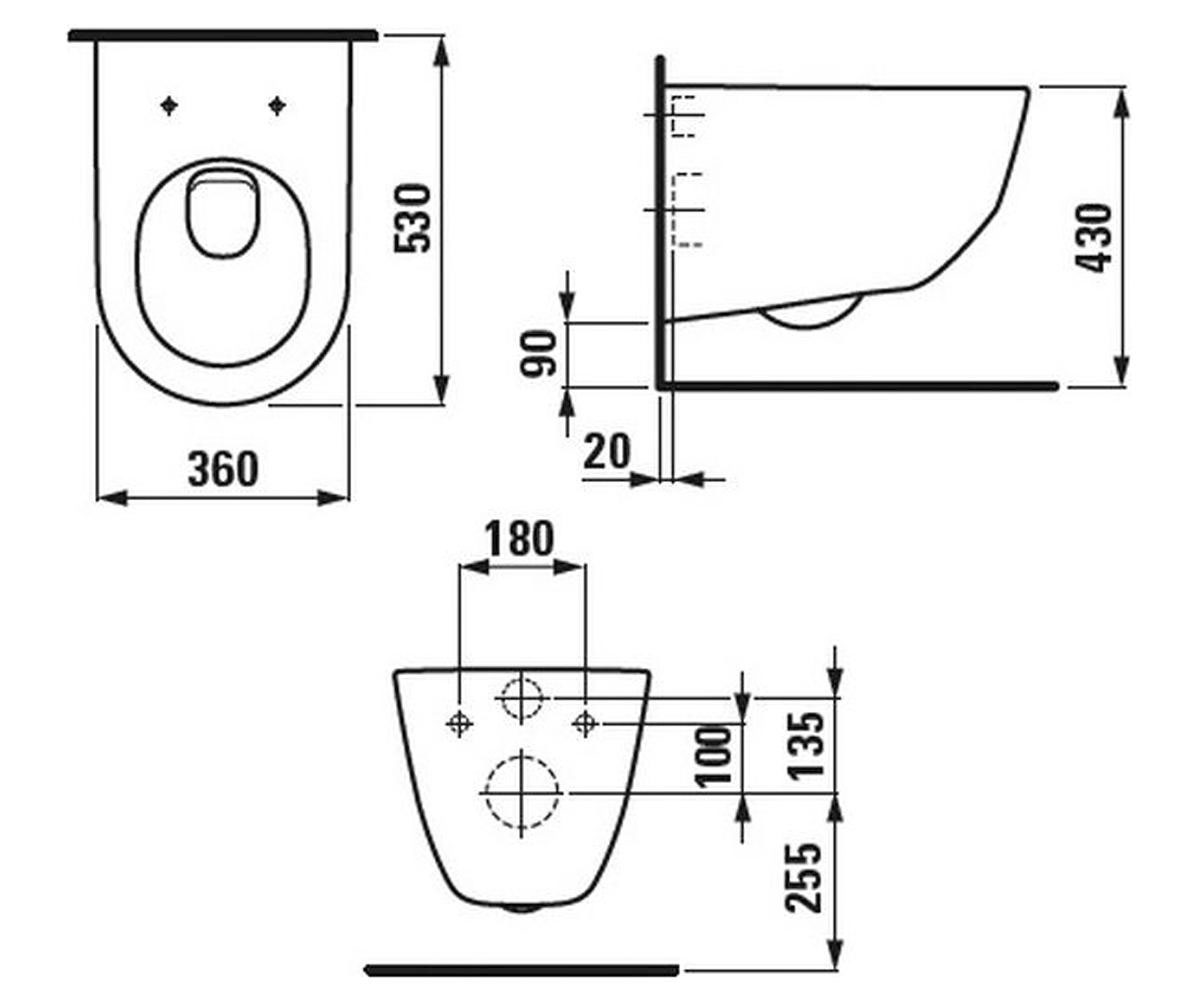 Унитаз с сиденьем  PRO RIMLESS H8209660000001+H893959:Чертеж 