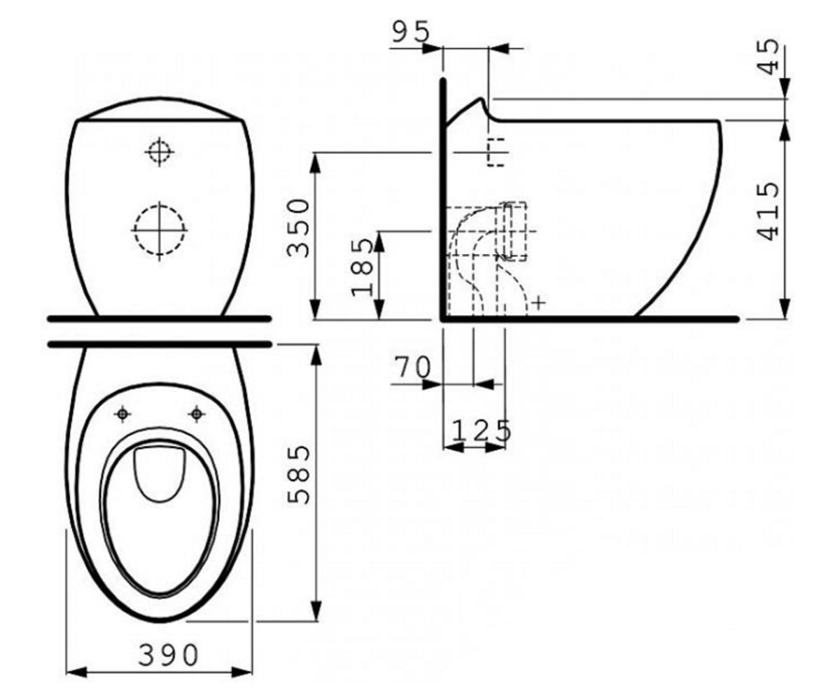 Напольный унитаз без крышки  ALESSI ONE H8219714000001:Чертеж 